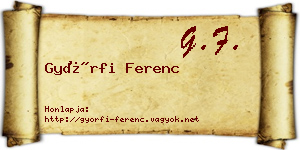 Győrfi Ferenc névjegykártya